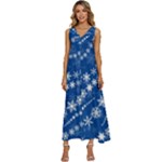 Snowflakes Winter Background V-Neck Sleeveless Loose Fit Overalls