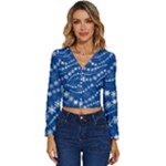 Snowflakes Winter Background Long Sleeve V-Neck Top