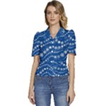 Snowflakes Winter Background Puffed Short Sleeve Button Up Jacket