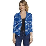Snowflakes Winter Background Women s Casual 3/4 Sleeve Spring Jacket