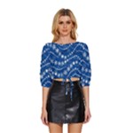 Snowflakes Winter Background Mid Sleeve Drawstring Hem Top