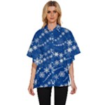 Snowflakes Winter Background Women s Batwing Button Up Shirt