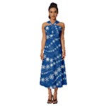 Snowflakes Winter Background Sleeveless Cross Front Cocktail Midi Chiffon Dress