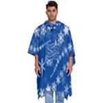 Snowflakes Winter Background Men s Hooded Rain Ponchos