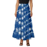 Snowflakes Winter Background Tiered Ruffle Maxi Skirt