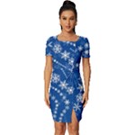 Snowflakes Winter Background Fitted Knot Split End Bodycon Dress