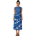 Snowflakes Winter Background Sleeveless Round Neck Midi Dress
