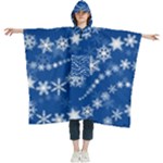Snowflakes Winter Background Women s Hooded Rain Ponchos