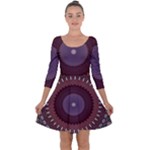 Art Pattern Design Quarter Sleeve Skater Dress