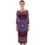 Art Pattern Design Quarter Sleeve Midi Bodycon Dress