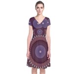 Art Pattern Design Short Sleeve Front Wrap Dress