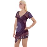 Art Pattern Design Short Sleeve Asymmetric Mini Dress