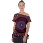 Art Pattern Design Off Shoulder Tie-Up T-Shirt