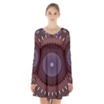 Art Pattern Design Long Sleeve Velvet V-neck Dress