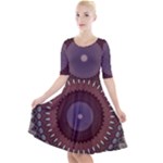 Art Pattern Design Quarter Sleeve A-Line Dress