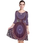 Art Pattern Design Quarter Sleeve Waist Band Dress