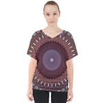 Art Pattern Design V-Neck Dolman Drape Top
