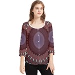Art Pattern Design Chiffon Quarter Sleeve Blouse