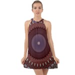 Art Pattern Design Halter Tie Back Chiffon Dress