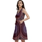 Art Pattern Design Sleeveless V-Neck Skater Dress with Pockets