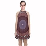 Art Pattern Design Velvet Halter Neckline Dress 