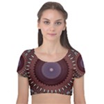 Art Pattern Design Velvet Short Sleeve Crop Top 