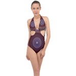 Art Pattern Design Halter Front Plunge Swimsuit