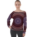 Art Pattern Design Off Shoulder Long Sleeve Velour Top