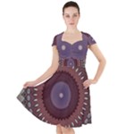 Art Pattern Design Cap Sleeve Midi Dress