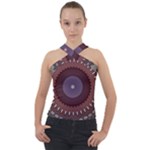 Art Pattern Design Cross Neck Velour Top