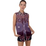 Art Pattern Design Sleeveless Chiffon Button Shirt