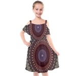 Art Pattern Design Kids  Cut Out Shoulders Chiffon Dress