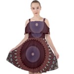 Art Pattern Design Cut Out Shoulders Chiffon Dress