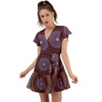 Art Pattern Design Flutter Sleeve Wrap Dress