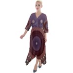 Art Pattern Design Quarter Sleeve Wrap Front Maxi Dress