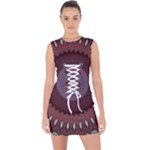 Art Pattern Design Lace Up Front Bodycon Dress