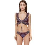 Art Pattern Design Low Cut Ruffle Edge Bikini Set