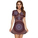 Art Pattern Design V-Neck High Waist Chiffon Mini Dress