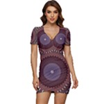 Art Pattern Design Low Cut Cap Sleeve Mini Dress