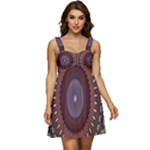 Art Pattern Design Ruffle Strap Babydoll Chiffon Dress