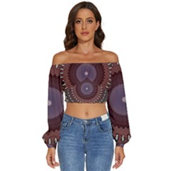 Long Sleeve Crinkled Weave Crop Top 