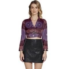 Long Sleeve Tie Back Satin Wrap Top 