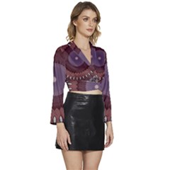 Long Sleeve Tie Back Satin Wrap Top 
