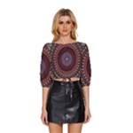 Art Pattern Design Mid Sleeve Drawstring Hem Top