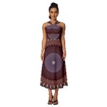 Art Pattern Design Sleeveless Cross Front Cocktail Midi Chiffon Dress