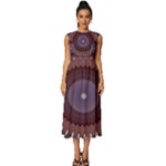 Art Pattern Design Sleeveless Round Neck Midi Dress