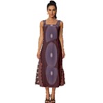 Art Pattern Design Square Neckline Tiered Midi Dress