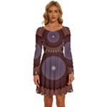 Art Pattern Design Long Sleeve Wide Neck Velvet Dress