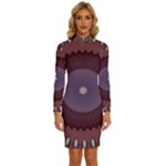 Art Pattern Design Long Sleeve Shirt Collar Bodycon Dress