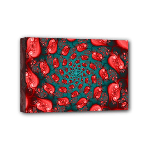 Fractal Red Spiral Abstract Art Mini Canvas 6  x 4  (Stretched) from ArtsNow.com